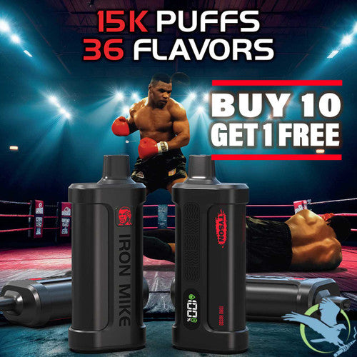 IRON MIKE Tyson 14ML 15K Puffs Disposable Device With LED Screen - Display of 5 - TEXAS COMPLIANT