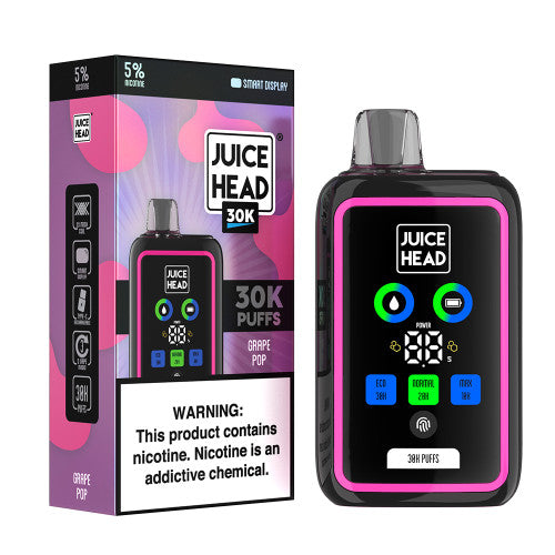 Juice Head 24ML 30K Puffs Disposable Device With 3 Vape Modes & Smart Screen - Display of 5