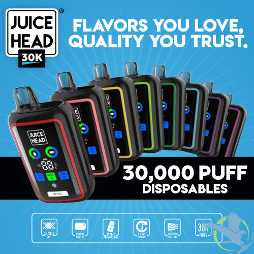 Juice Head 24ML 30K Puffs Disposable Device With 3 Vape Modes & Smart Screen - Display of 5
