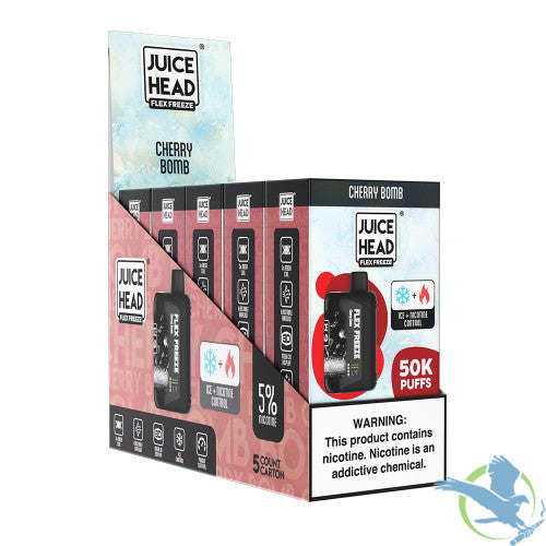 Juice Head Flex Freeze 24ML 50K Puffs Disposable Device With Ice + Nicotine Control & Mega 3D Screen - Display of 5