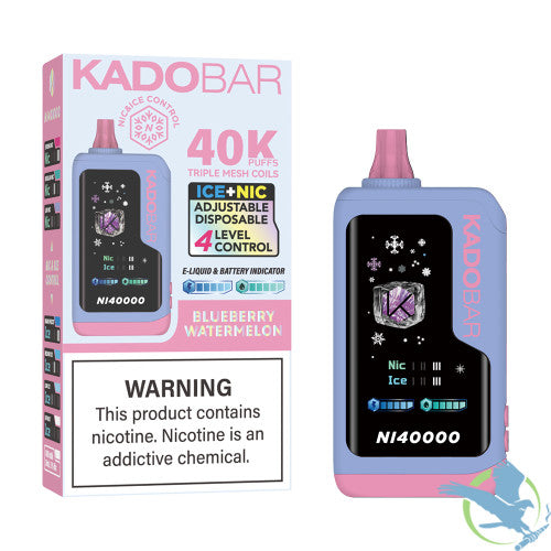 Kado Bar NI40000 Puffs 24ML Disposable Device With Ice + Nic Control & Digital Screen - Display of 5