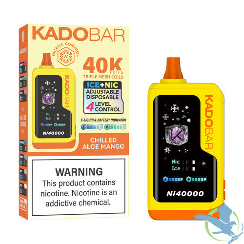 Kado Bar NI40000 Puffs 24ML Disposable Device With Ice + Nic Control & Digital Screen - Display of 5