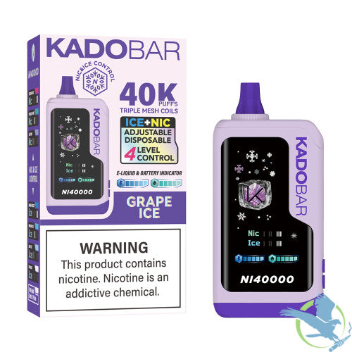Kado Bar NI40000 Puffs 24ML Disposable Device With Ice + Nic Control & Digital Screen - Display of 5