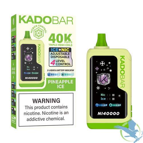 Kado Bar NI40000 Puffs 24ML Disposable Device With Ice + Nic Control & Digital Screen - Display of 5