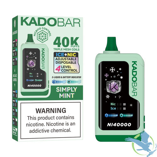 Kado Bar NI40000 Puffs 24ML Disposable Device With Ice + Nic Control & Digital Screen - Display of 5