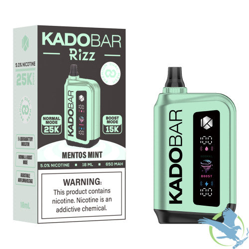 Kado Bar Rizz 25K Puffs 18ML Disposable Device With Adjustable Airflow & Voltage - Display of 5