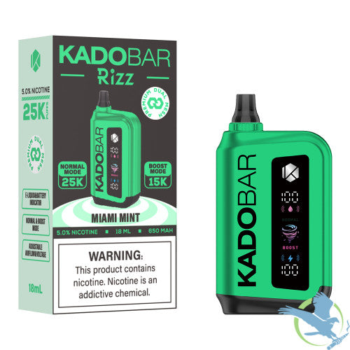 Kado Bar Rizz 25K Puffs 18ML Disposable Device With Adjustable Airflow & Voltage - Display of 5