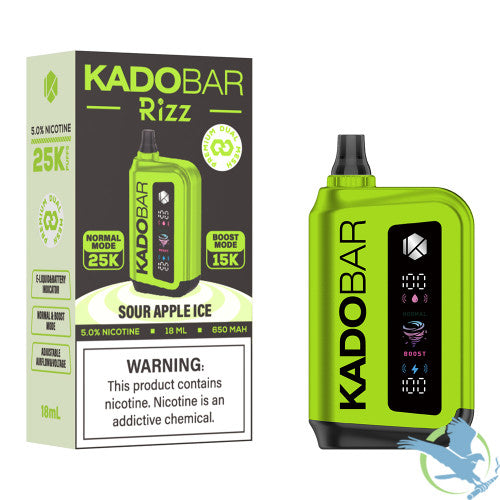 Kado Bar Rizz 25K Puffs 18ML Disposable Device With Adjustable Airflow & Voltage - Display of 5