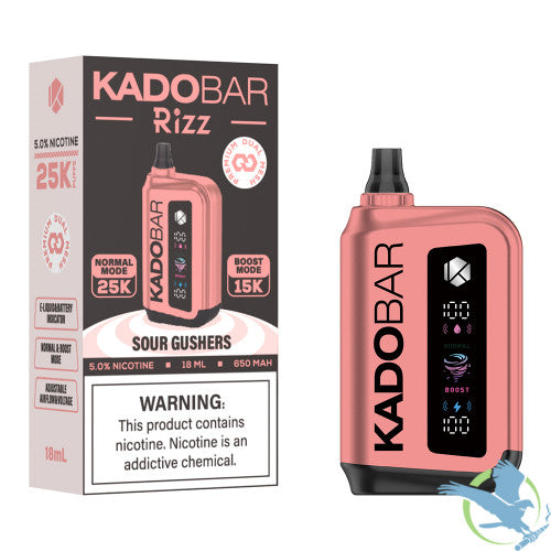 Kado Bar Rizz 25K Puffs 18ML Disposable Device With Adjustable Airflow & Voltage - Display of 5