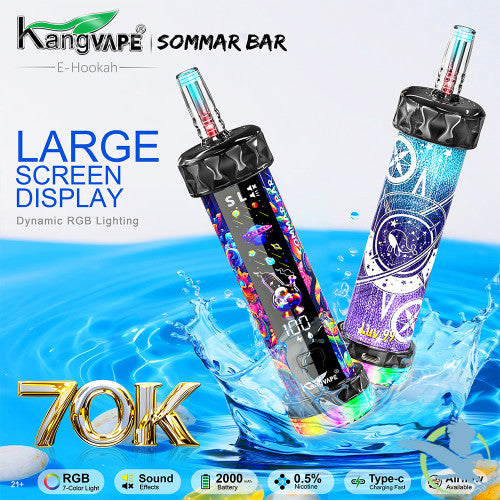 Kangvape Sommar Bar E-Hookah 70K Puffs 40ML Disposable Device With RGB Lighting Effects - Display of 5