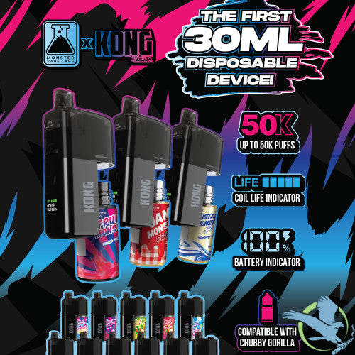 Kong by Zilla x Monster Vape Labs 50K Puffs Refillable Disposable Vape Device With 30ML E-Liquid Bottle