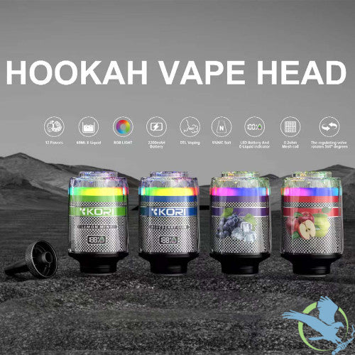 Kori 120K Puffs 60ML Disposable Hookah Vape Head With RGB Light & LED Screen - Display of 4