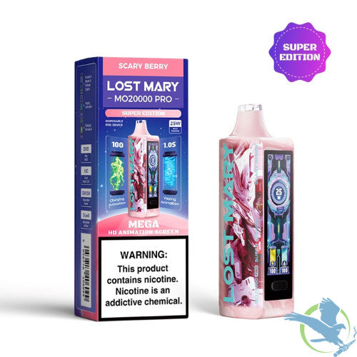 LOST MARY MO20000 Pro 18ML 20K Puffs Disposable Pod Device With Dual Mesh Coil & Mega HD Animation Screen - Display of 5