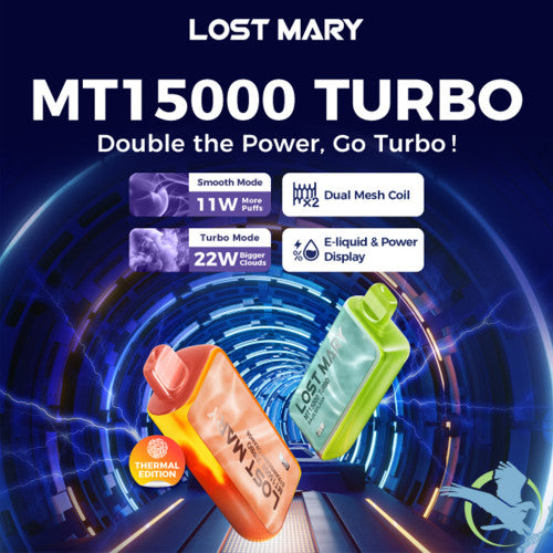 LOST MARY MT15000 Turbo 16ML 15K Puffs Disposable Pod Device With Dual Mesh Coil & Digital Screen - Display of 5