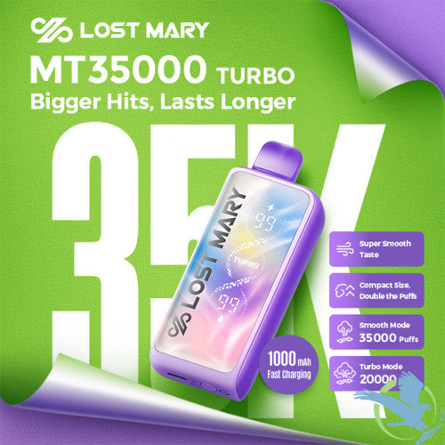 LOST MARY MT35000 Turbo 18ML 35K Puffs Disposable Device With Dual Mode & Digital Screen - Display of 5
