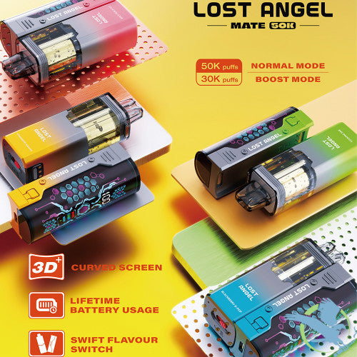 Lost Angel Mate 50K Puffs 20ML 3D Curved Screen Disposable Device & Power Bank Kit - Display of 5