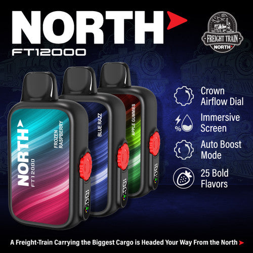 North FT12000 15ML 12000 Puffs 650mAh Prefilled Nicotine Salt Rechargeable Crown Airflow Dial Disposable Vape Device With Dual Plaid Mesh Coil & Immersive Screen - Display of 10