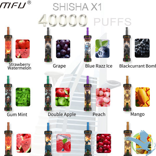 MFU Shisha X1 40K Puffs 40ML Disposable Device With Dual Mode & Color LED Screen - Display of 5