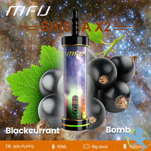 MFU Shisha X2 60K Puffs 60ML Disposable Device With Lighting Show & Color LED Screen - Display of 5