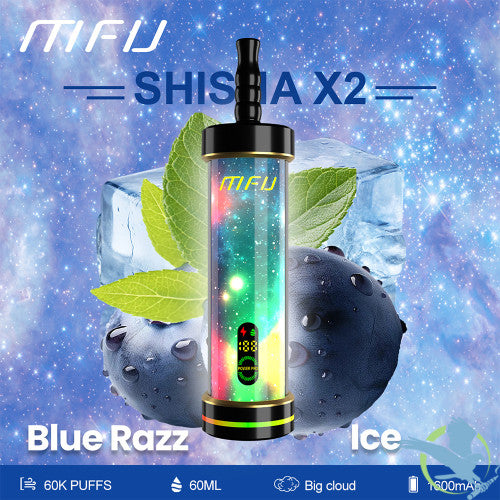 MFU Shisha X2 60K Puffs 60ML Disposable Device With Lighting Show & Color LED Screen - Display of 5