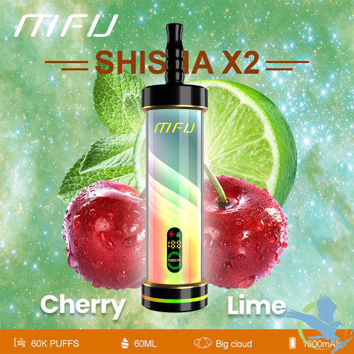 MFU Shisha X2 60K Puffs 60ML Disposable Device With Lighting Show & Color LED Screen - Display of 5