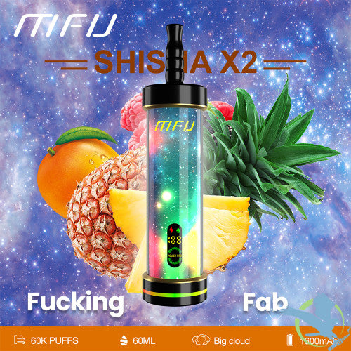 MFU Shisha X2 60K Puffs 60ML Disposable Device With Lighting Show & Color LED Screen - Display of 5