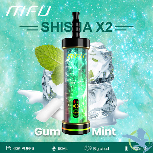 MFU Shisha X2 60K Puffs 60ML Disposable Device With Lighting Show & Color LED Screen - Display of 5