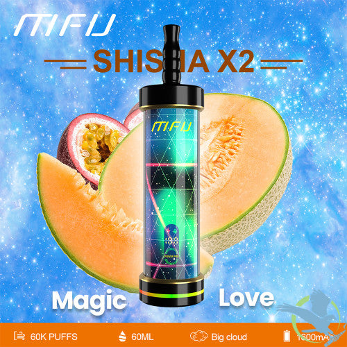MFU Shisha X2 60K Puffs 60ML Disposable Device With Lighting Show & Color LED Screen - Display of 5