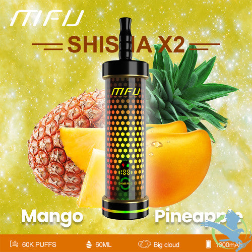 MFU Shisha X2 60K Puffs 60ML Disposable Device With Lighting Show & Color LED Screen - Display of 5