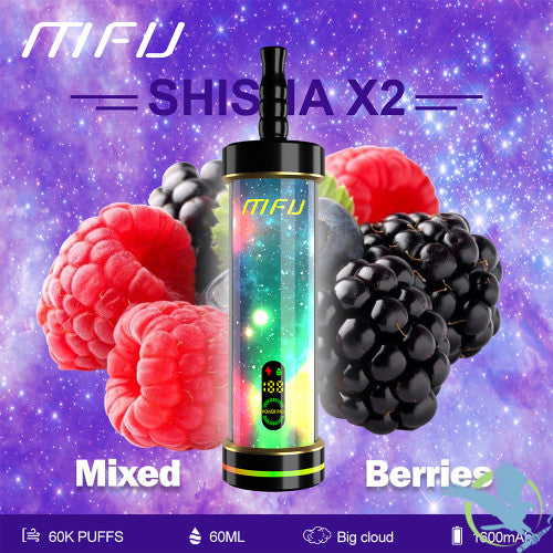 MFU Shisha X2 60K Puffs 60ML Disposable Device With Lighting Show & Color LED Screen - Display of 5