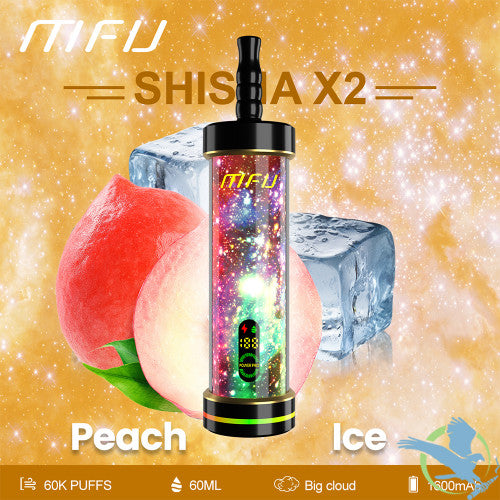 MFU Shisha X2 60K Puffs 60ML Disposable Device With Lighting Show & Color LED Screen - Display of 5