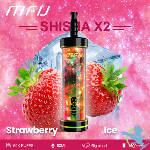 MFU Shisha X2 60K Puffs 60ML Disposable Device With Lighting Show & Color LED Screen - Display of 5