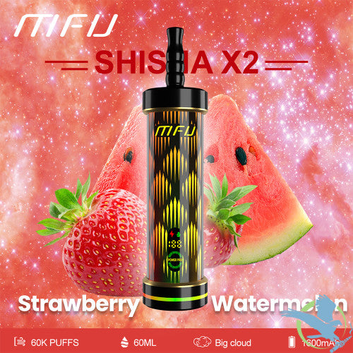 MFU Shisha X2 60K Puffs 60ML Disposable Device With Lighting Show & Color LED Screen - Display of 5