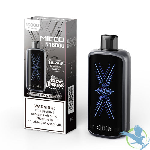 MICCO N16000 16000 Puffs 20ML 650mAh Prefilled Nicotine Salt Rechargeable Disposable With Glow Display & Power / E-liquid Screen - Display of 5