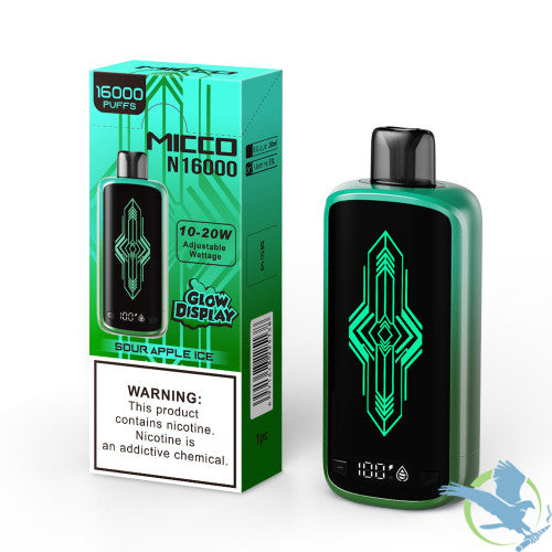 MICCO N16000 16000 Puffs 20ML 650mAh Prefilled Nicotine Salt Rechargeable Disposable With Glow Display & Power / E-liquid Screen - Display of 5