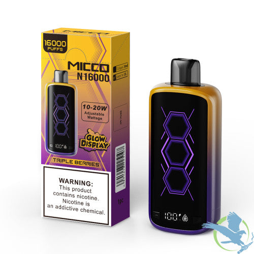 MICCO N16000 16000 Puffs 20ML 650mAh Prefilled Nicotine Salt Rechargeable Disposable With Glow Display & Power / E-liquid Screen - Display of 5