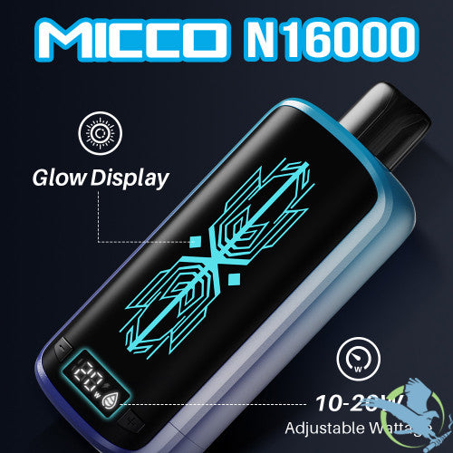MICCO N16000 16000 Puffs 20ML 650mAh Prefilled Nicotine Salt Rechargeable Disposable With Glow Display & Power / E-liquid Screen - Display of 5