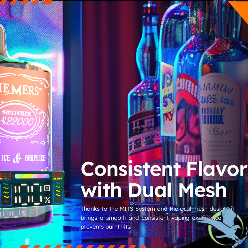 Memers Switcher S22000 Puffs 24ML Disposable Vape Device With Switchable Lid & Power Screen - Display of 5
