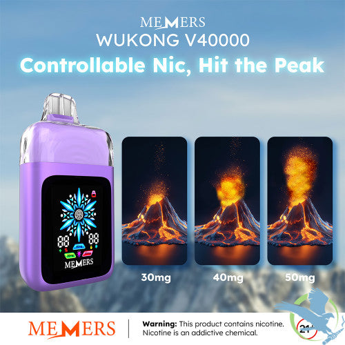 Memers Wukong V40000 Puffs 20ML Disposable Device With Ice & Nic Adjustable Control - Display of 5