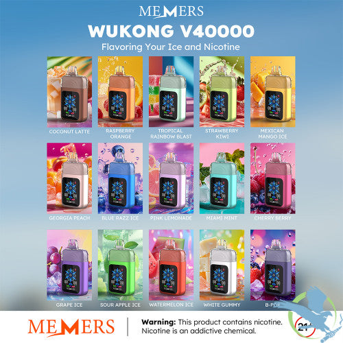 Memers Wukong V40000 Puffs 20ML Disposable Device With Ice & Nic Adjustable Control - Display of 5
