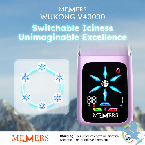 Memers Wukong V40000 Puffs 20ML Disposable Device With Ice & Nic Adjustable Control - Display of 5