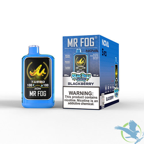 Mr Fog Nova Blue Razz Steezy 36K Puffs 20ML Disposable Device With Dual-Core Heating & TFT Smart Screen - Display of 5