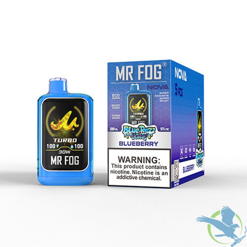 Mr Fog Nova Blue Razz Steezy 36K Puffs 20ML Disposable Device With Dual-Core Heating & TFT Smart Screen - Display of 5