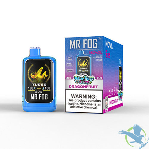 Mr Fog Nova Blue Razz Steezy 36K Puffs 20ML Disposable Device With Dual-Core Heating & TFT Smart Screen - Display of 5