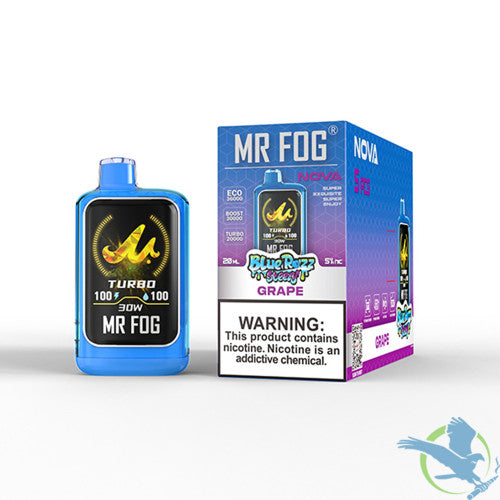 Mr Fog Nova Blue Razz Steezy 36K Puffs 20ML Disposable Device With Dual-Core Heating & TFT Smart Screen - Display of 5