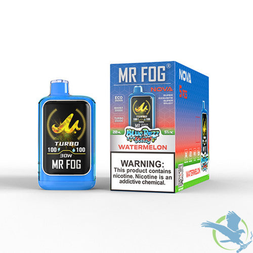 Mr Fog Nova Blue Razz Steezy 36K Puffs 20ML Disposable Device With Dual-Core Heating & TFT Smart Screen - Display of 5