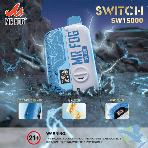Mr Fog Switch SW15000 12ML 15000 Puffs Disposable Vape With Smart Screen - Display of 10