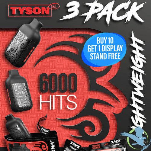 Tyson 2.0 Lightweight 6K Puffs 12ML Disposable Device With Fire Mesh Coil Technology - Pack of 3 - Display of 10 Packs