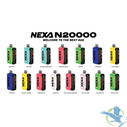 NEXA N20000 20ML 20000 Puffs 800mAh Prefilled Nicotine Salt Rechargeable Disposable Device With Dual Mesh Coil & MEGA Screen - Display of 5