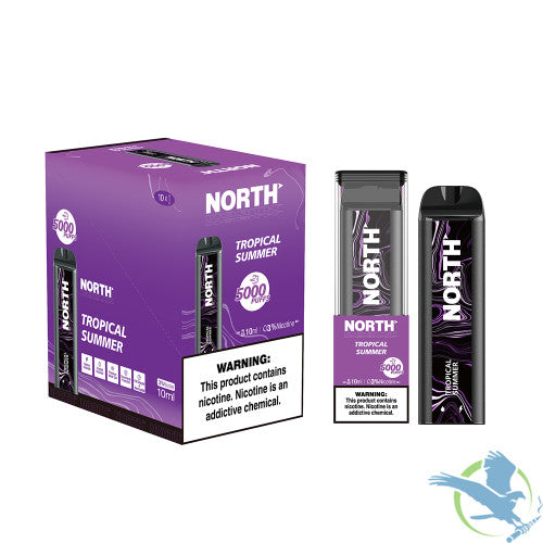 North 10ML 5000 Puffs 550mAh 3% Prefilled Nicotine Salt Rechargeable Disposable Vape Device With Mesh Coil & E-liquid & Battery Indicator - Display of 10